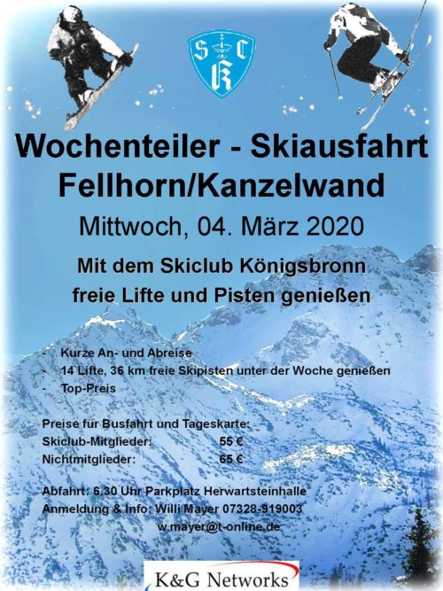Wochenteiler Skiausfahrt Fellhorn/Kanzelwand Mittwoch 04. März 2020